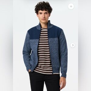 Buffalo David Bitton Navy and Heather Blue Zip-Up Sweater